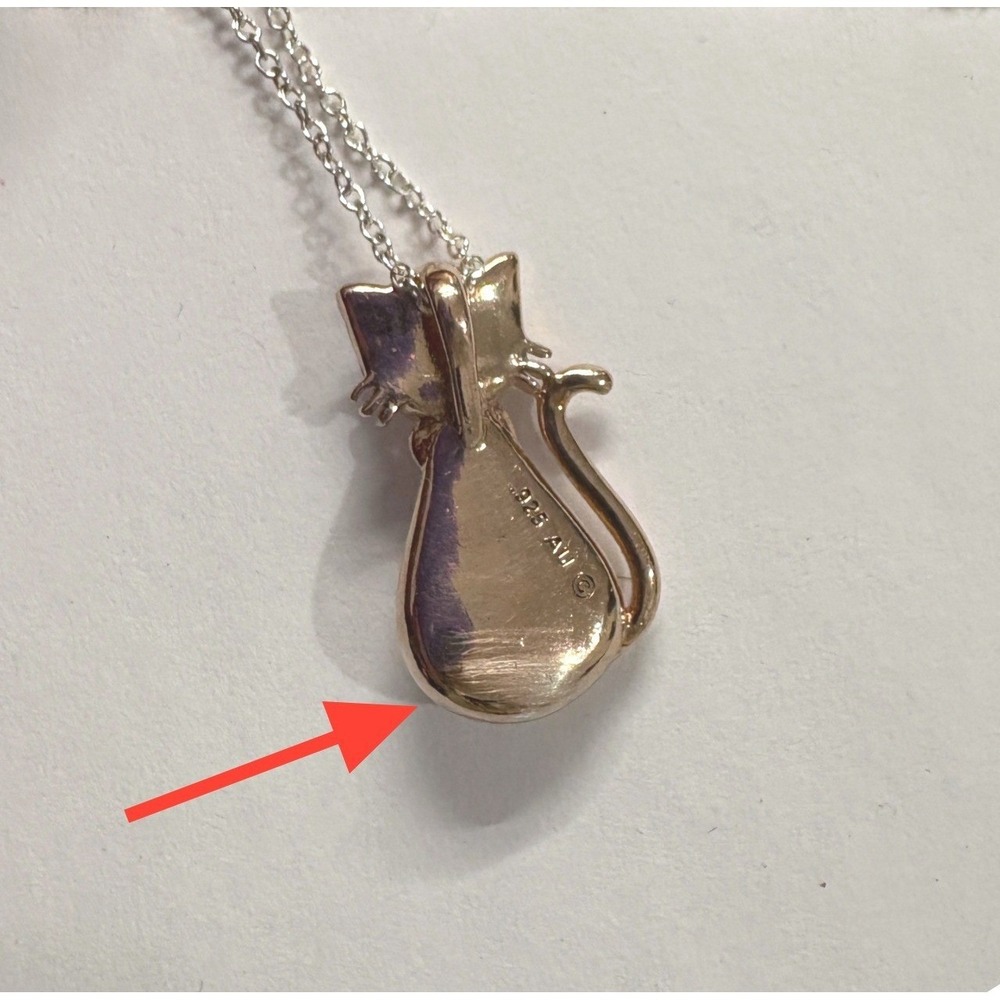 Classy Cat Rose Gold Plated AU Sterling Silver Swarovski Crystals Necklace 18" - Picture 12 of 13